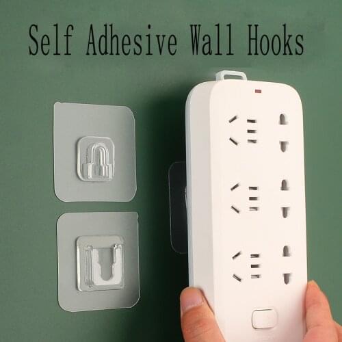 10/20 Pairs Double-sided Adhesive Wall Hooks Home Life Door Hanging Hooks Storage Accessories For Kitchen Bathroom Holder Cocina