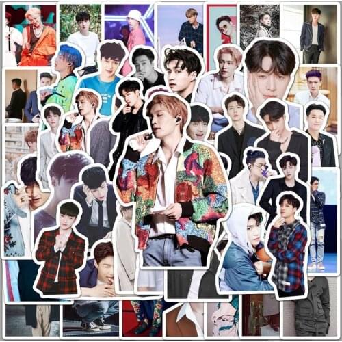 10/50Pcs KPOP EXO Adhensive Stickers for Luggage Skateboard Phone Laptop Bicycle Wall Guitar Scrapbooking Zhang Yixing Stickers