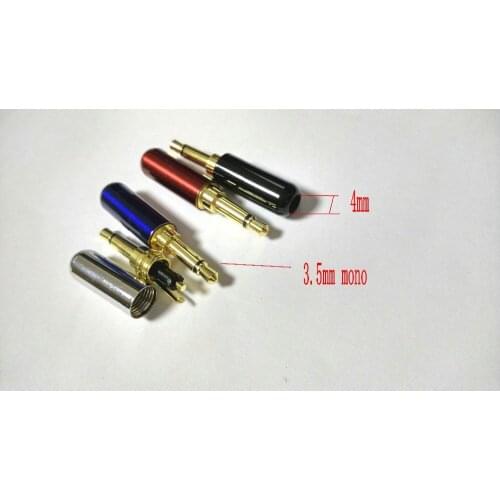 100pcs Gold Plated Copper 1/8" 3.5mm Mono plug Audio plug soldering connector New