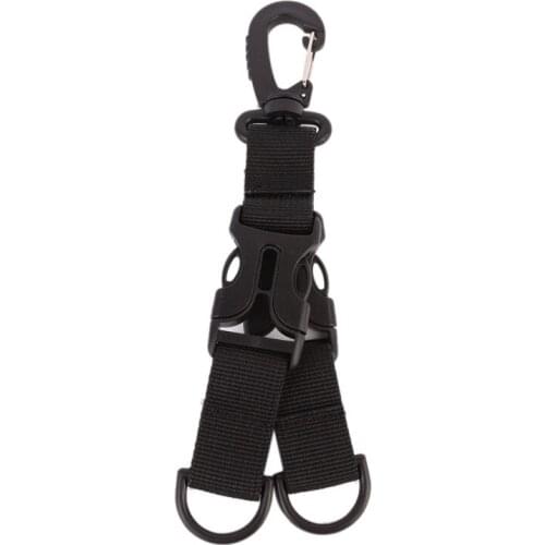 2 Pcs/Set Nylon webbing Tactical Nylon Webbing Backpack Hook Multifunctional Carabiner D-Shaped Double-split Quick Hanging