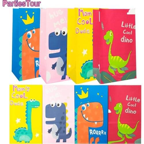 20pcs Dinosaur Birthday Party Candy Bag Goodie Box Candy Treat Bags Dino Theme Kids 3th 4th Birthday Roar Party Supplies Favor