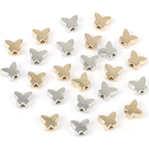200Pcs/lot 6x3mm CCB Butterfly shape Beads Acrylic Beads Gold Silver Loose beads for Jewelry Making DIY Bracelet hole 1.5mm