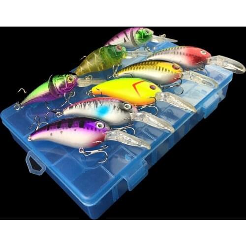 8pcs High quality Crank Fishing lure bait set kit with case Storage box Crankbait swim Wobblers jointed bass carp japan pesca