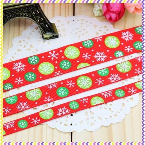 Free shipping christmas snow 3 size options printed grosgrain ribbon hairbow headwear party decoration diy wholesale OEM P3463