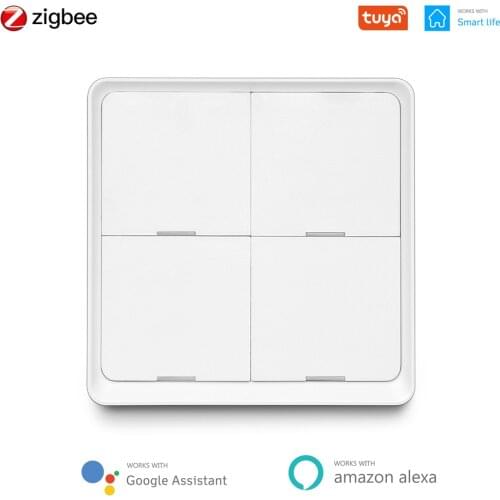 Tuya ZigBee Wireless Smarts Scene Switch 4 Gang Scenario Switch Support Zigbee2mqtt Home Assistant Smart Home Automation