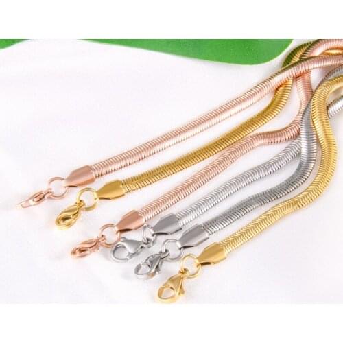 Flexible Snake Chain Necklace Men for Women 18k Gold Silver 304 Stainless Steel Solid Metal Kpop Fashion Jewelry Gift Vintage