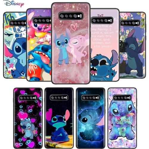 Disney Cartoon Animation Lilo Stitch For Samsung Galaxy S21 S20 FE Ultra S10 Lite S9 S8 Plus S7 5G TPU Silicone Black Phone Case