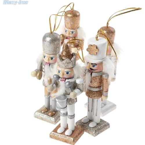 12cm Wooden Nutcracker Solider Figure Model Puppet Doll Handcraft For Children Gifts Christmas Home Office Decor Display 1Pc