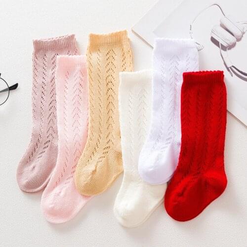 Kids Baby Girls Soft Socks Hollow Out Knee-high Socks Comfortable Toddler Solid Mesh Socks Children Spring Autumn Stockings