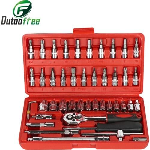 Hot Selling 23-53pcs Spanner Socket Set 1/4" Car Repair Tool Ratchet Wrench Set Cr-v Hand tools Combination Bit Set Tool Kit