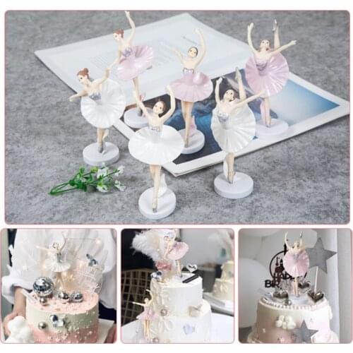 Set of 6 Ballet Girl Cake Toppers with Base Miniature Figurine Toy Figurine Playset Cake Decoration Ballerina Cake Decor