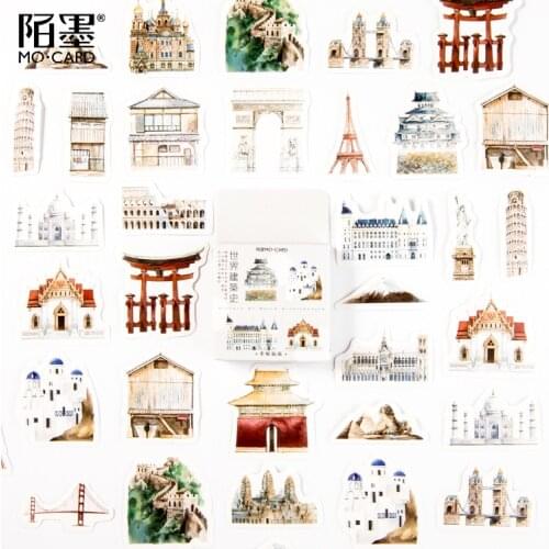 46 pcs/lot World Architecture Stickers set Adhesive Stickers DIY Decoration Diary Japanese Stationery Stickers
