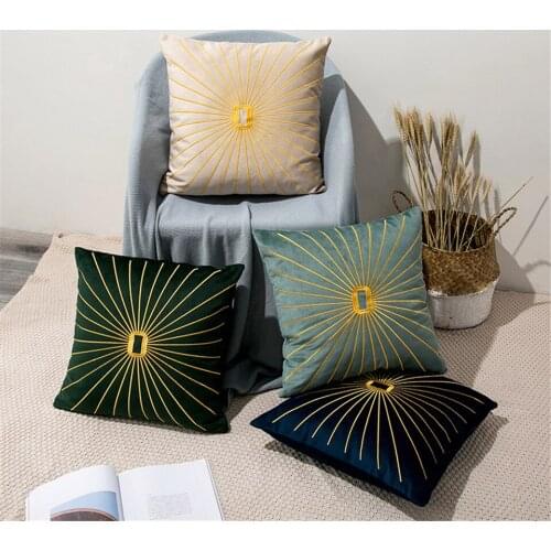 Thick Velvet Cushion Cover Embroidery Sun Pattern Pillowcases Home Decorative Pillows For Sofa Living Nordic Throw Pillow Covers