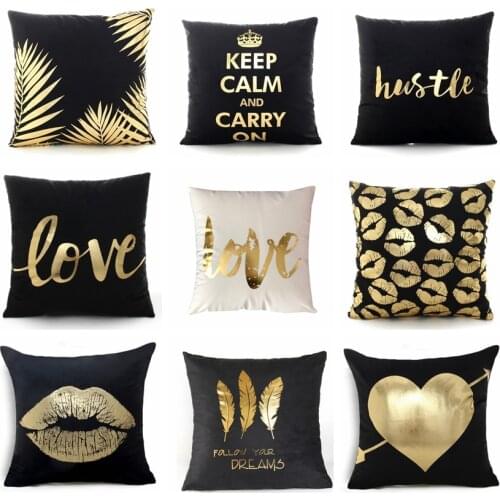 Nordic Geometry Gold Foil Pillowcase Super Soft Velvet Mordern Bronzing Cushion Decorative Pillows Home Decor Sofa Throw Pillows