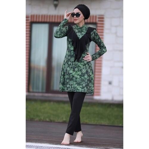 New Season Muslim Lycra Full Off Hijab Swimwear 1927 Melike Green