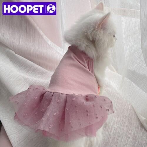 HOOPET Dog Clothes Pink Gauze Skirt For Pet Performance Suspender Lace Dog Skirt Princess Summer Dress Clothing For Cat