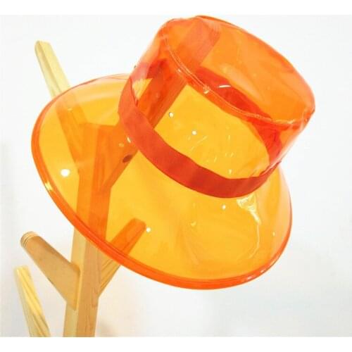 Solid Transparent Womens Buckets Hats Caps Girls Gorras Ladies PVC Beach Sun Visor Waterproof Rain Hat Plastic Wide Brim Caps