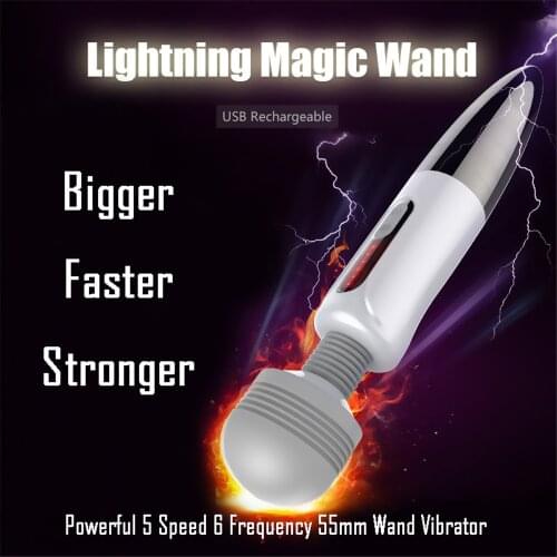 Lightning Huge Magic Wand Massager Super Strong AV Vibrator Erotic Nipple Clitoris Stimulator Adult Sex Toys for Woman