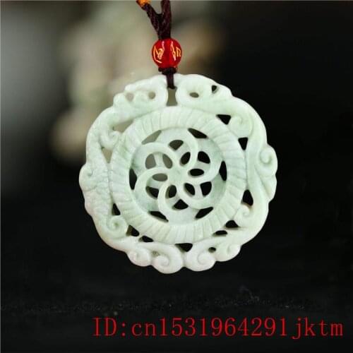 Jade Dragon Phoenix Pendant Necklace Charm Carved Gifts Amulet Women Double-sided Men Jewelry Chinese Natural Fashion Green for