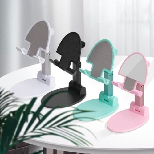 Cell Phone Stand, Foldable Adjustable Phone Mount Holder Anti-slip for Under 12.9 Inch Smart Phone & Tablet, Black, White, Pink