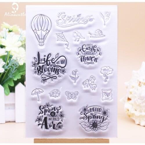 CLEAR STAMPS Hello Spring Sentiments Scrapbook Handmade Card Album Paper Craft Rubber Transparent Silicon Stamp AlinaCraft