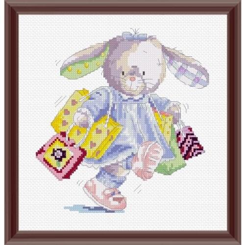 Hand Embroidered Hanging Painting Cross Stitch Kit Precision Printing XT23 Cute Cartoon Bunny Purchase Childrens Bedroom