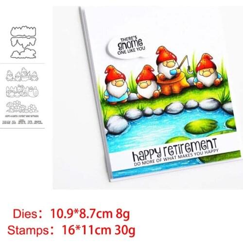 Fishing Old Man Clear Stamps and Metal Cutting Dies DIY Scrapbooking Photo Album Crafts Seal Punch Stencils Stamp and Die Sets