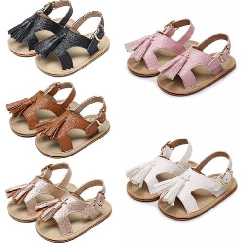 Baby Girls Boys Tassel PU Sandals Toddle Kid Baby Anti-slip Soft-Soled FirstWalkers Infant Children Solid Color Casual Shoes