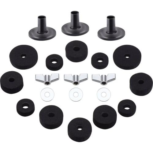 21pcs Cymbal Replacement Accessories Felt Hi-Hat Clutch Cup Sleeves with Base Wing Nuts Washer for Cymbal Stackers Parts Tool