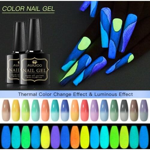 8ML Luminous Nail Gel Glow In Dark Fluorescent Thermal Color Change UV LED Semi Permanent Soak Off Varnish Lighting In Night Nai