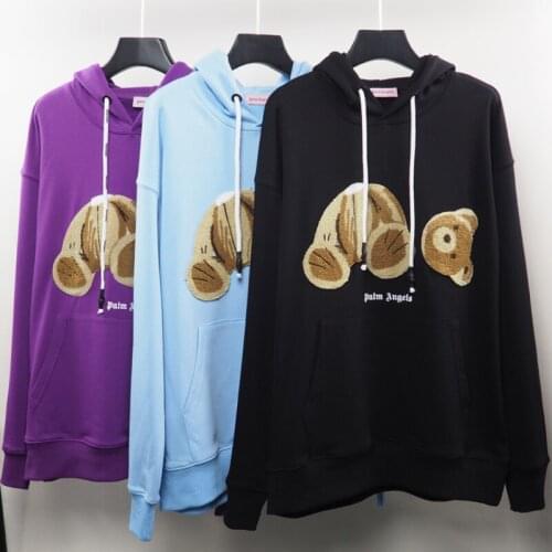 Palm Angels print bear black white couple pure cotton street hip-hop popular long-sleeved Hoodies Sweatshirts