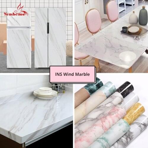 1 Meter Waterproof PVC Marble Color Wallpapers Self-adhesive Modern Living Room Kitchen Wall Stickers Room Decor Film