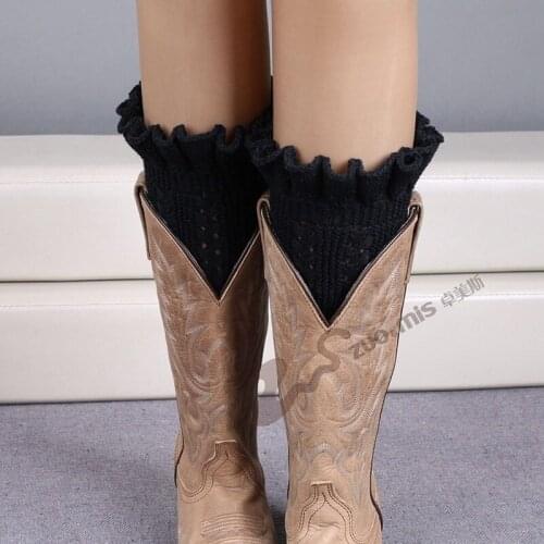 Knitted Warm Leg Warmers Foot Warmers Woolen Boot Covers Short Flower Turn The Mouth Sock Warmers SA288