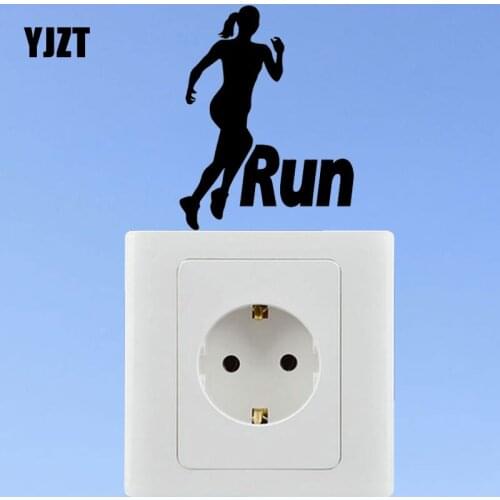 YJZT Run Running Girl Woman Sport Motivation Accessories Wall Decal Vinyl Switch Sticker 8SS2153
