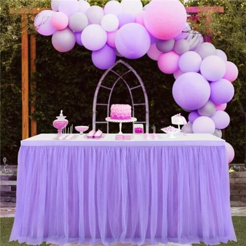 Tutu Veil Birthday Party Banquet Table Skirt Chiffon Yarn Baby Shower Wedding Decoration Table Cover Dinner Party Tablecloth