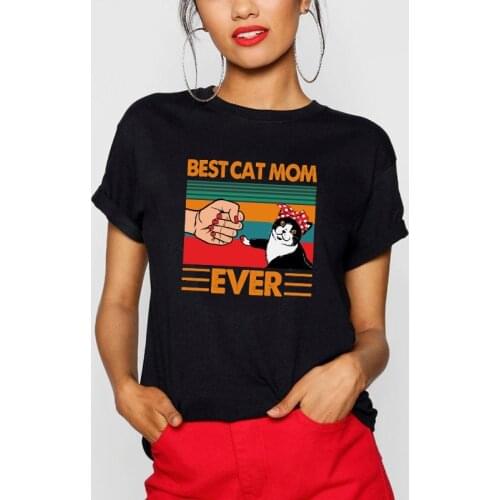 Camisetas Mujer Best Cat Mom Ever T Shirt Women Cotton Tops Vintage Tee Shirt Femme Kawaii Tee Shirt Black Clothing Summer 2020