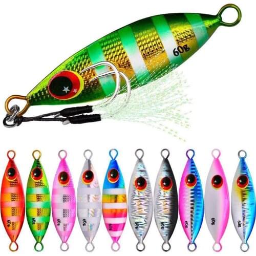 1PC 10G-20G-30G-40G-60G Slow Jig Casting Metal Jig Fishing Bait Lead Fish Fishing Lure Artificial Hard Winter Jigging Lure Hook