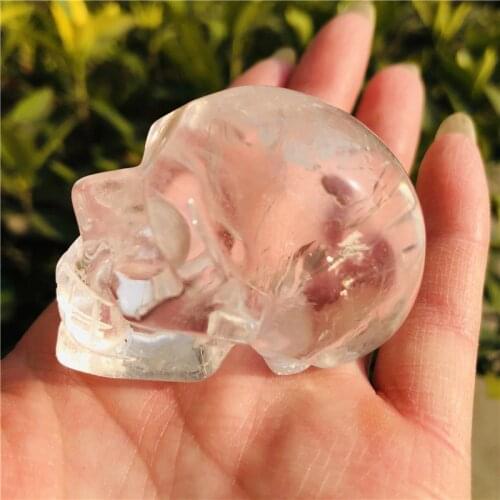 1pcs Rare white natural quartz crystal skull carving statue