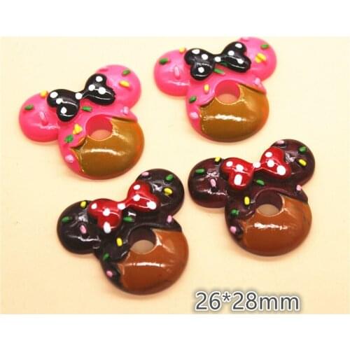 10pcs 26*28mm Cute Donut Resin Simulation Miniature Food Art Flatback Cabochon DIY Craft Decoration
