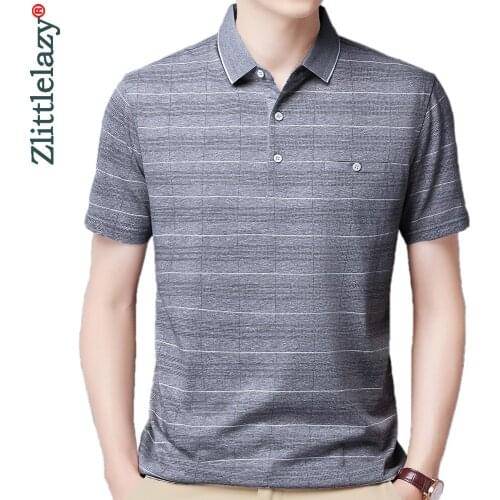2021 Pocket Short Sleeve Polo Tee Shirt Men Casual Striped Mens Clothing Polos Shirts Mens Fashion Slim Fit Poloshirt Tops 3097