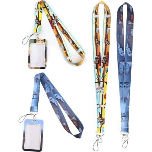 24pcs/lot MD209 DMLSKY Cartoon Oil Painting Lanyard Keychain Badge Mobile Phone Rope Kids Gift Card Holder Cover With Lanyard