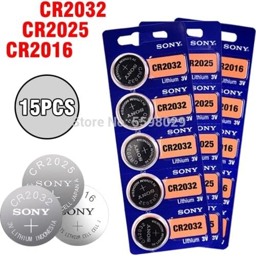 15PCS/lot SONY Original CR2032 CR2025 CR2016 Button Cell Battery 3V Lithium Batteries for Watch Toy Computer Calculator Control
