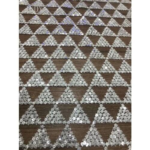 Sequin fabric zx25# African cloth with white triangular sequins for bridal wedding dress/sawing