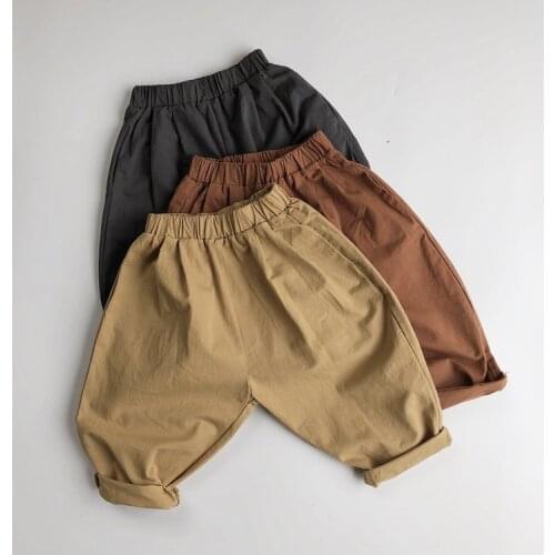 Trousers 2020 Spring New KoreanChildren Artistic Pure Cotton Woven Trouser Baggy Pants