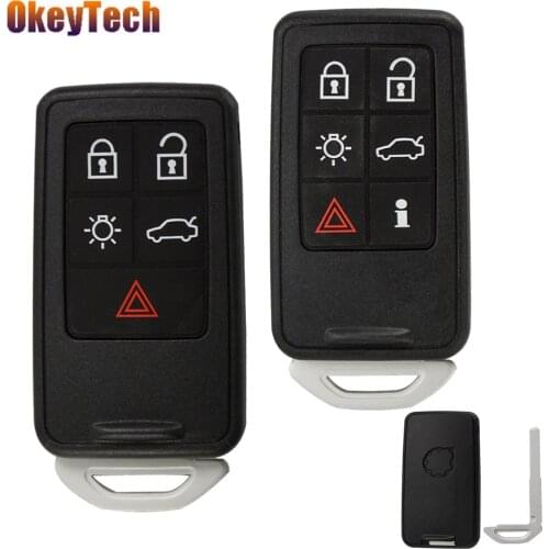 OkeyTech 5/6 Button Smart Car Key Shell Case Cove Fob For Volvo S60 V60 S80 XC70 XC60 V70 2008-2017 Car Accessories Insert Blade