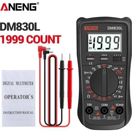 ANENG DM830L Digital Multimeter Meter Testers 1999 Count Electrical Transistor Capacitance DC/AC Multimetro With LCD Backlight