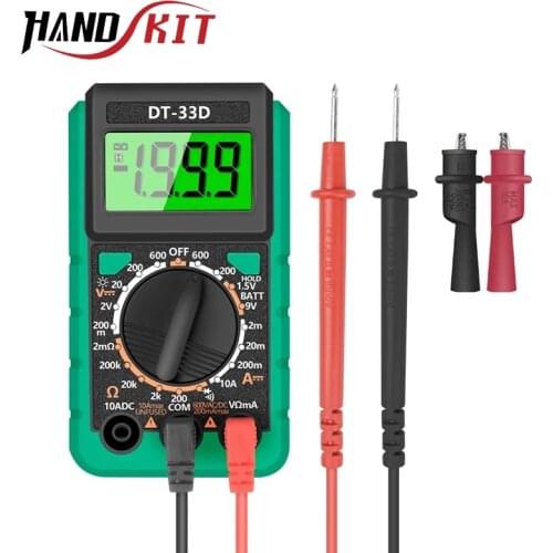 HANDSKIT Digital Multimeter Auto Ranging AC/DC Voltage Meter Flash Light Large Screen Tester Professional Digital Multimeter