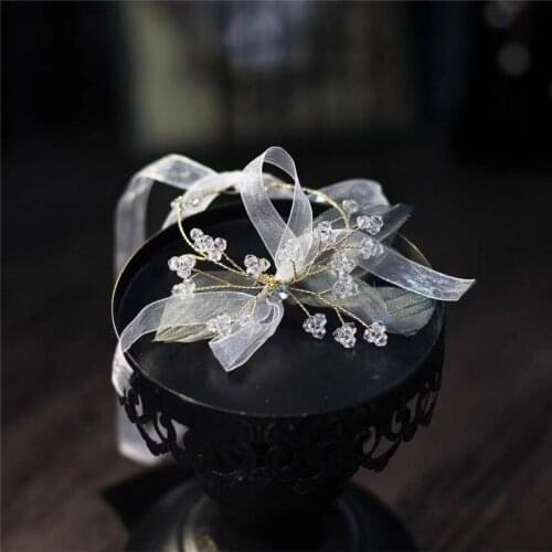 Wrist Flower Fairy Green Leaf Exquisite Crystal Leafy Branch Bride And Bridesmaid Handed Flower Wrist Strap Wedding Supplies
