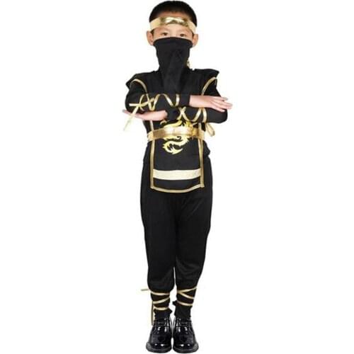 Kids child Ninja Costume Boys Japanese Warrior Outfit Halloween Bodysuit Outfit Black Halloween Childrens ninja Outfit