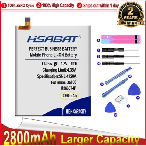 HSABAT 0 Cycle 2800mAh Battery for innos D6000 BAK U366074P Replacement Accumulator